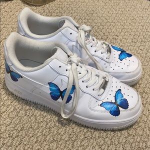 Custom blue butterfly Nike air forces